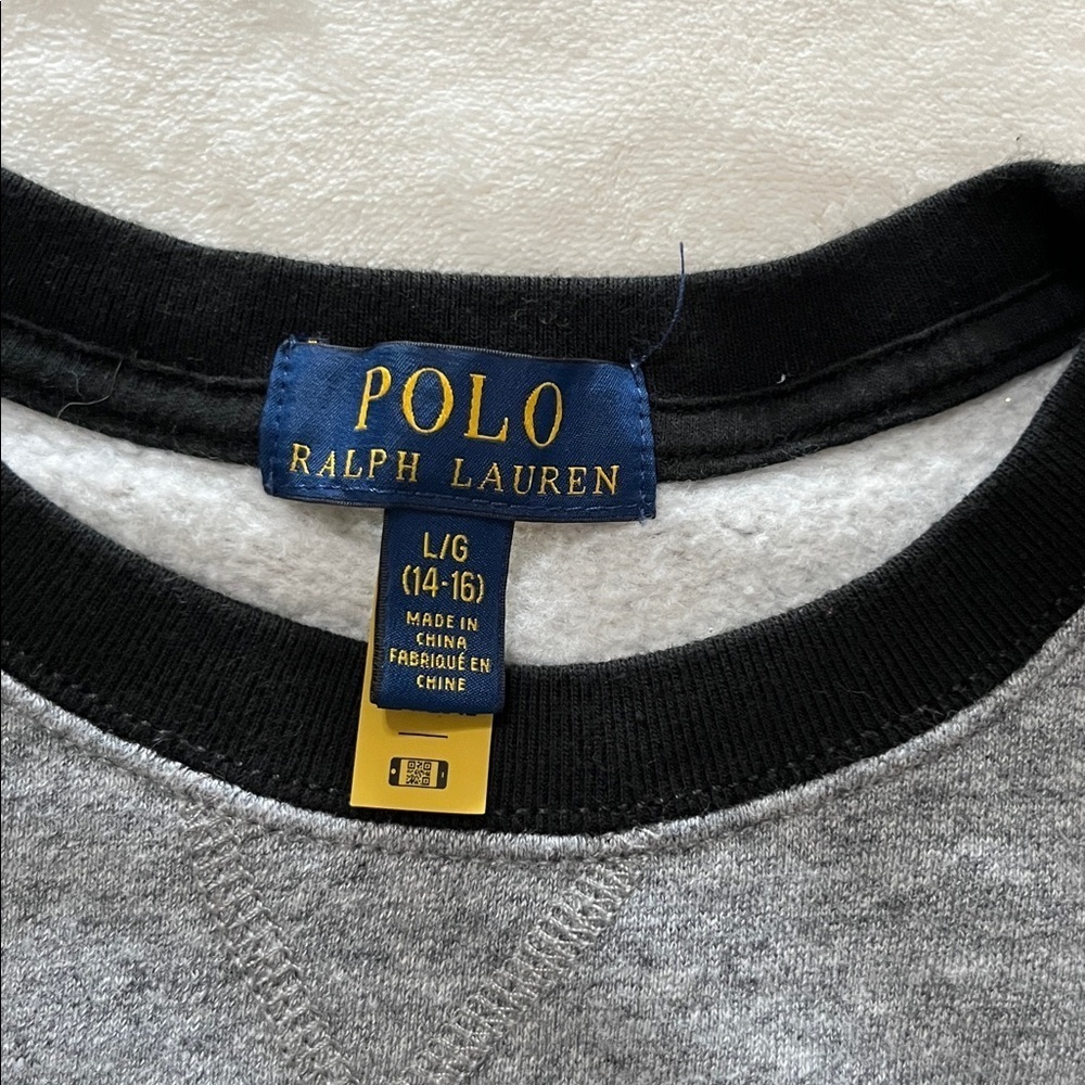 POLO RALPH LAUREN BOYS CREWNECK SWEATSHIRT LARGE (14-16) YOUTH Plaid Patch - Picture 3 of 7